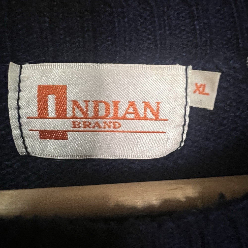 Indian Brand Sweater  XL Navy With Stripes Kurt Cobain Grunge Retro vtg 1980s - Picture 5 of 10